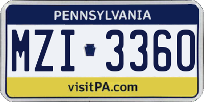 PA license plate MZI3360