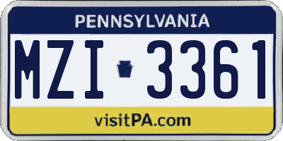 PA license plate MZI3361