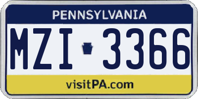 PA license plate MZI3366