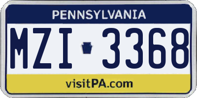 PA license plate MZI3368