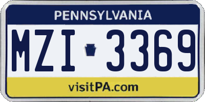 PA license plate MZI3369