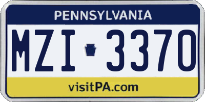 PA license plate MZI3370