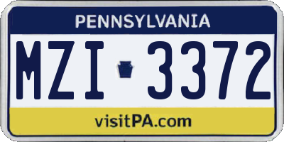PA license plate MZI3372