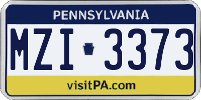 PA license plate MZI3373