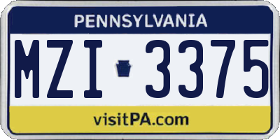 PA license plate MZI3375