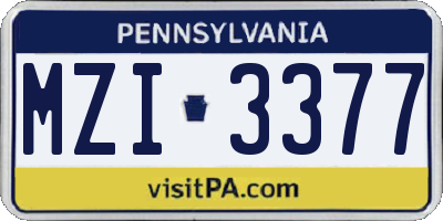 PA license plate MZI3377