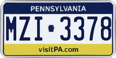 PA license plate MZI3378