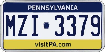 PA license plate MZI3379