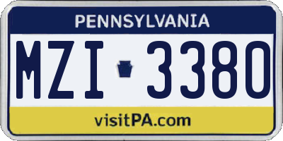 PA license plate MZI3380