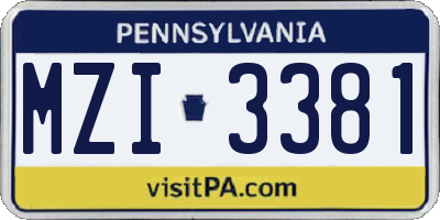 PA license plate MZI3381