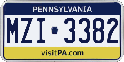PA license plate MZI3382