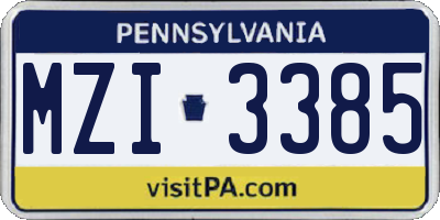 PA license plate MZI3385