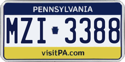 PA license plate MZI3388