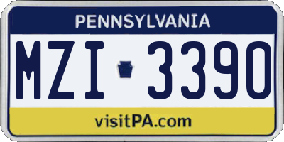 PA license plate MZI3390