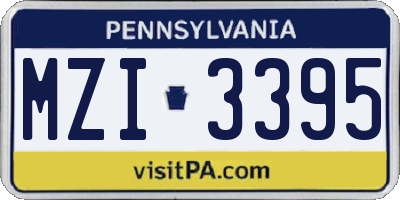 PA license plate MZI3395