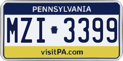 PA license plate MZI3399
