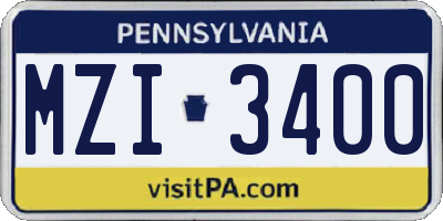 PA license plate MZI3400