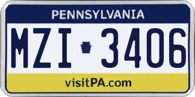 PA license plate MZI3406