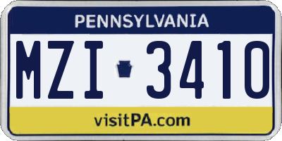 PA license plate MZI3410