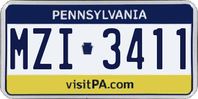 PA license plate MZI3411