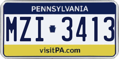 PA license plate MZI3413
