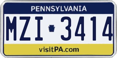 PA license plate MZI3414