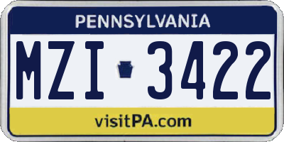 PA license plate MZI3422