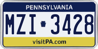 PA license plate MZI3428