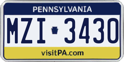 PA license plate MZI3430