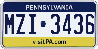 PA license plate MZI3436