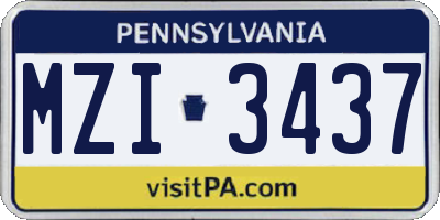 PA license plate MZI3437