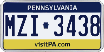PA license plate MZI3438