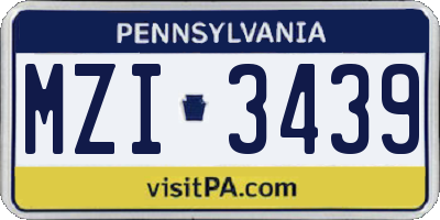 PA license plate MZI3439