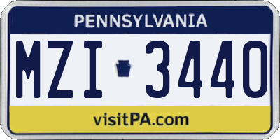 PA license plate MZI3440