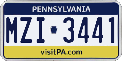 PA license plate MZI3441