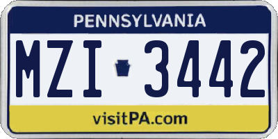 PA license plate MZI3442