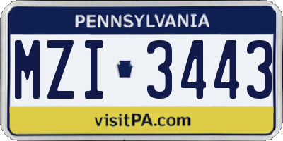 PA license plate MZI3443