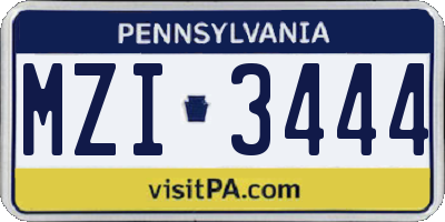 PA license plate MZI3444