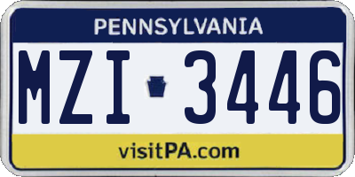 PA license plate MZI3446