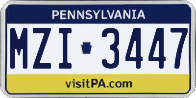 PA license plate MZI3447