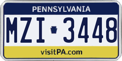 PA license plate MZI3448