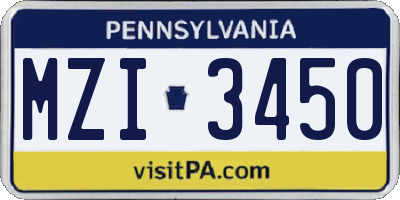 PA license plate MZI3450