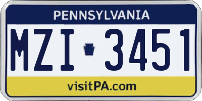 PA license plate MZI3451