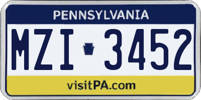 PA license plate MZI3452