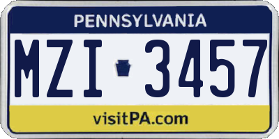 PA license plate MZI3457
