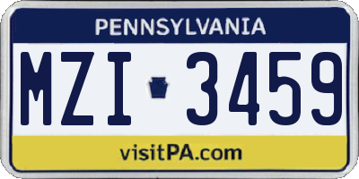 PA license plate MZI3459