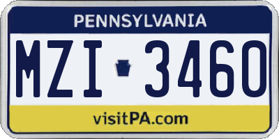 PA license plate MZI3460