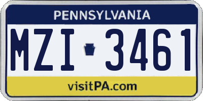 PA license plate MZI3461