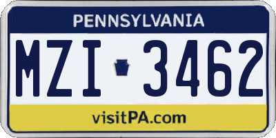 PA license plate MZI3462