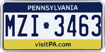PA license plate MZI3463